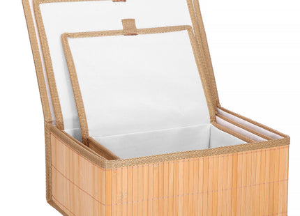 Organizer - Opberger - Gesloten - Badkamer - Cosmetica - Bamboe - Set Van 3 - Ecru