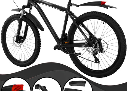 Spatbordenset Voor Mountainbike  - Spatborden Fiets  - Voorwiel - Achterwiel - 2-delige Set - Kunststof - Metaal - Zwart