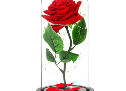 Roos | Valentijn | Rozen | LED | 22 cm | Rood/Groen/Zwart | Warm wit