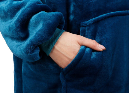 Hoodie Deken - Deken Met Mouwen - One Size - Blauw