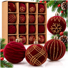 Kerstballen | 16 stuks | 6 cm | Rood | Velours