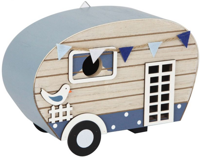 Vogelhuis - Vogelvoederplek - Staand - Camper - Vakantie - Zee -  Meerkleurig - 23,5 x 10 x 16,5 cm