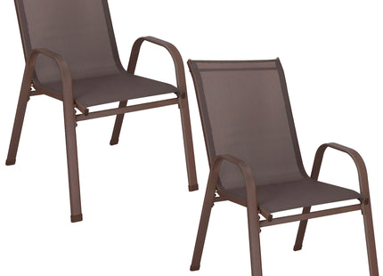 Tuinstoel | Tuinstoelen | Tuinstoel Buiten | Staal & Textileen | 120 kg | Bruin | 2 Stuks