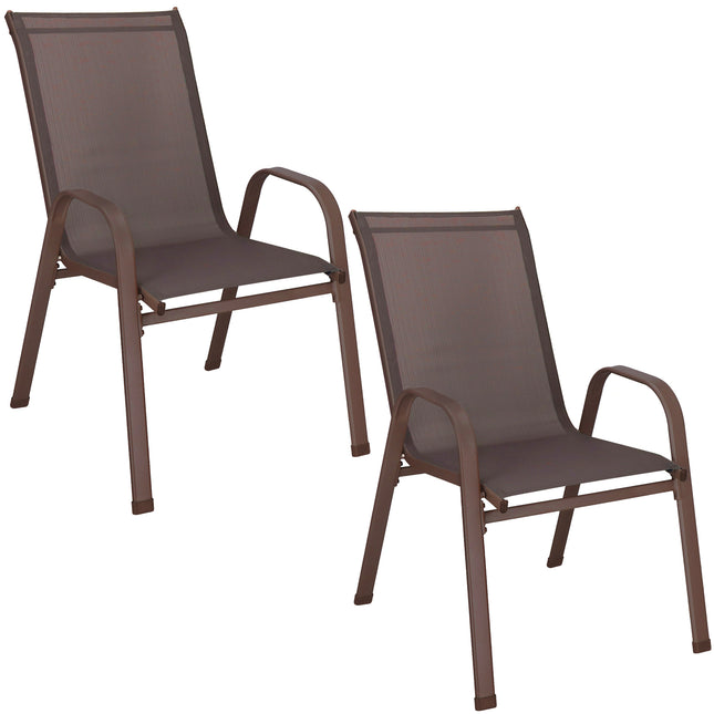 Tuinstoel | Tuinstoelen | Tuinstoel Buiten | Staal & Textileen | 120 kg | Bruin | 2 Stuks