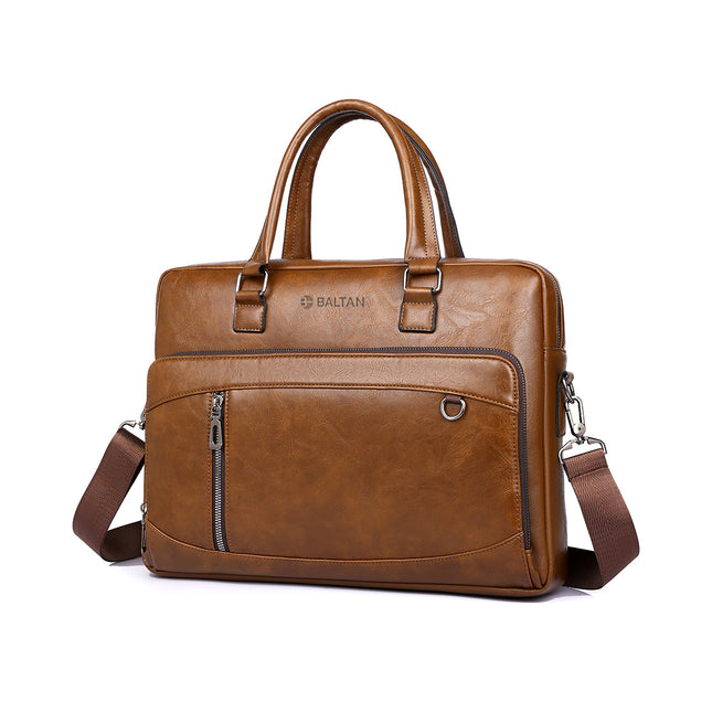 Baltan Leren Aktetas - Laptoptas - Tot 16 inch - Bruin - 10L - 38 X 29 X 10 CM