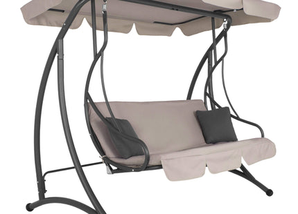 Schommelbank | Luna-Schommel | 3-zits | Waterafstotend | Verstelbare Luifel | 170 x 115 x 150 cm | Beige/Grafiet