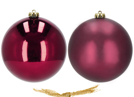 Kerstballen | 2 Stuks | 15 cm | Bordeaux