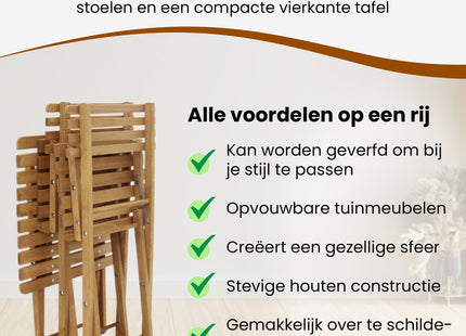 Tuinset | Tuintafel | Tuinstoelen | 3-delig | Opvouwbaar | Bruin