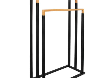 Handdoekrek | Metaal/Hout | Staand | Zwart