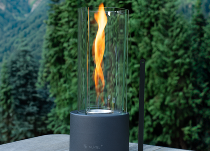 Muntel® Bio Ethanol Sfeerhaard – Tafelhaard - 3 - Delig - Binnen & Buiten - Rond - Zwart - 39.5 x 16 cm