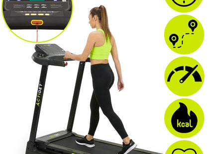 Loopband - 1-16 KM/U - Inklapbaar - Fitshow APP - Met ingebouwde Speaker ( Bluetooth ) - Afstandsbediening - Telefoonhouder - Smeerolie - 164 x 56,5  - 1,5 PK Motor