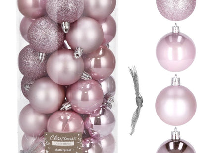Kerstballen | 30 Stuks | 5 cm | Roze Tinten
