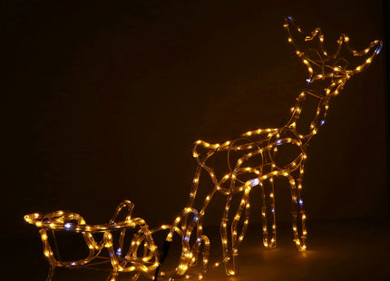 Rendier Met Slee | 264 LED Lampjes | Warm Wit/Blauw