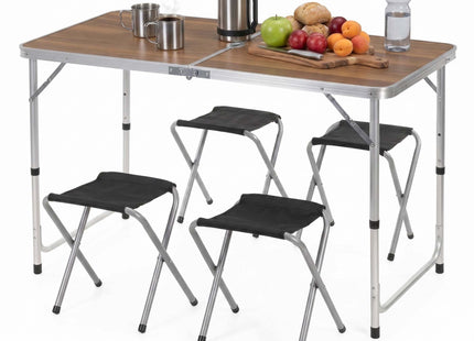 Picknick Tafel Met Bankjes - Campingtafel - Campingset - Biertafel - Horeca -Tafel - Stoelen - Opvouwbaar - Zwart -  120 x 60 x 55 cm