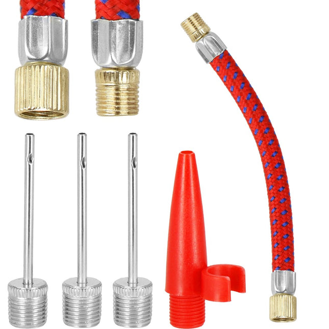 Verloopnippel - Fietspomp - Ballenpomp - 5 Stuks - Universeel - Rood/Zilver