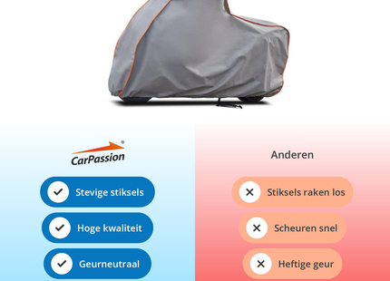 CarPassion Pure Motorhoes - Beschermhoes - Waterdicht &amp; Vorstbestendig - Maat XL - Grijs - 280 x 141 cm