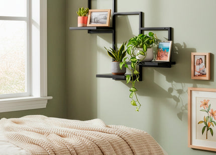 Wandplank - Boekenplank -  Ophangbaar - 3 laags - Metaal - 5 Kg - 57,5 x 21x 50 Cm