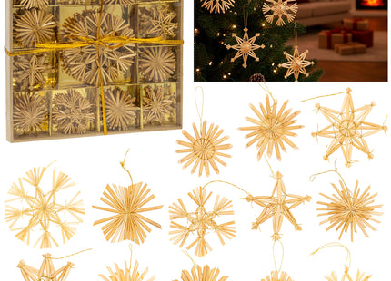 Kerstballen | 48 Stuks | Stro | Kerstversiering | Bruin