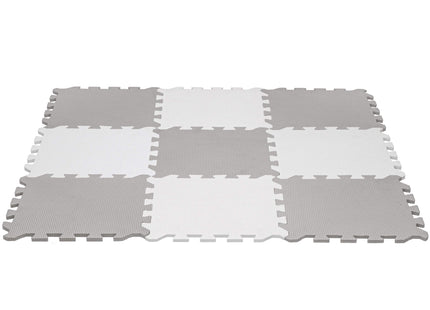 Speelmat | Speelmat Foam | Puzzelmat | 9 Puzzelstukken | 95,5 x 95,5 cm | Grijs/Wit