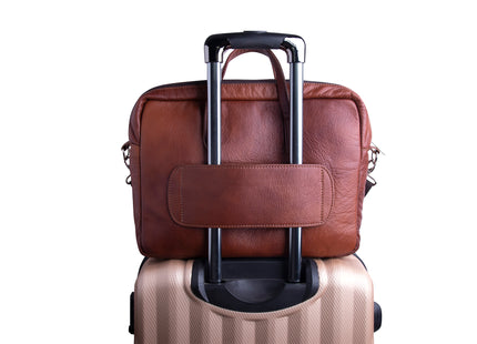 Leren Aktetas - Laptoptas - 14 inch - Bruin - 41 x 31 x 3,5 CM