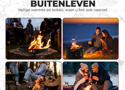 Vuurschaal  Met Grill Functie -   Vuurschaal - 2-in 1 - Vuurkorf - Vuurhaard - Tuinhaard - Staal  - Zwart