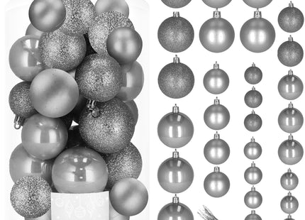 Kerstballen | 30 Stuks | 6/5/4 cm | Grijs