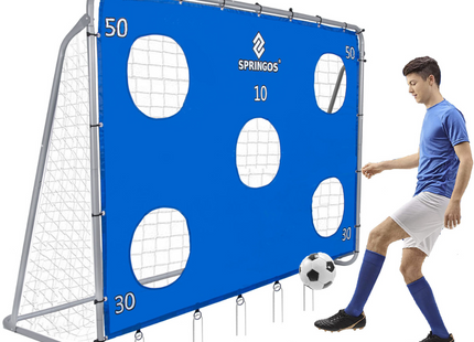 Voetbaldoel | Staal | Met Trainingsmat | Trainen | 240 x 170 | Grijs/Blauw