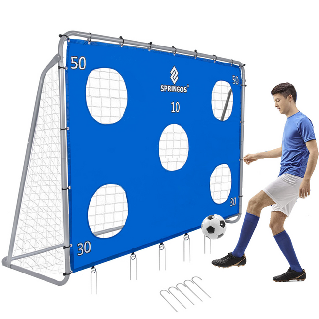 Voetbaldoel | Staal | Met Trainingsmat | Trainen | 240 x 170 | Grijs/Blauw