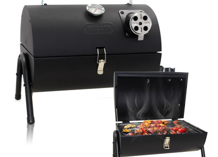 Houtskoolbarbecue - Smoker - BBQ - Grill - Draagbaar - Uitklapbaar - Cilinder - Camping - Zwart