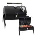 Houtskoolbarbecue - Smoker - BBQ - Grill - Draagbaar - Uitklapbaar - Cilinder - Camping - Zwart