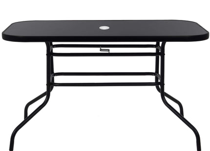 Tuintafel | 120 x 70 cm | Buitentafel | Bijzettafel Buiten | Metaal | Gehard Glas | Rechthoekig | Zwart