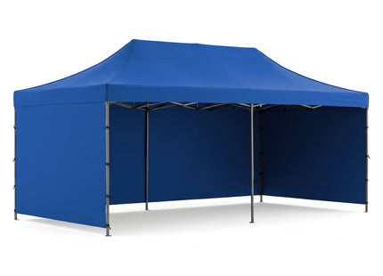 Partytent - 600x300x310xcm - Hoogte Verstelbaar - PVC - Polyester - Harmonica- Frame - Blauw
