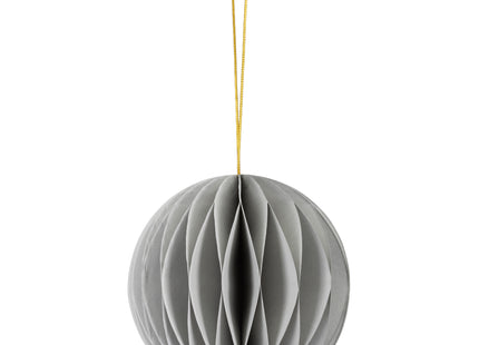 Kerstbal | Papier | 8 Cm | 3D | Grijs  | 6 Stuks