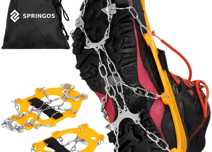 Sneeuwgripzolen - Sneeuwijzers - Spikes voor Schoenen - Anti-Glij Ijzers - Anti Slip - Zilver - Oranje - 36-40