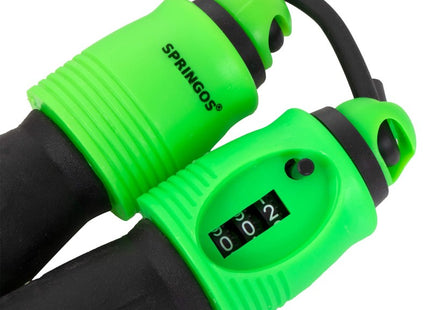 Springtouw | Sport Springtouw | Fitness Springtouw | Verstelbaar | Stappenteller | Groen 275 cm