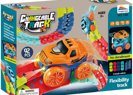 Racebaan - LED Verlichte Raceauto - 92 Delen - Multicolor