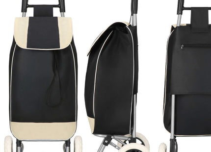Boodschappentrolley - Wielen - Grijs - Zwart - Crème -30 L - 18 KG - 95 x 35 CM