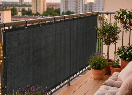 Balkonscherm - Privacyscherm - Hoge Kwaliteit - Waterbestendig - UV-bescherming - 1x7 m - 95% -Antraciet - PVC