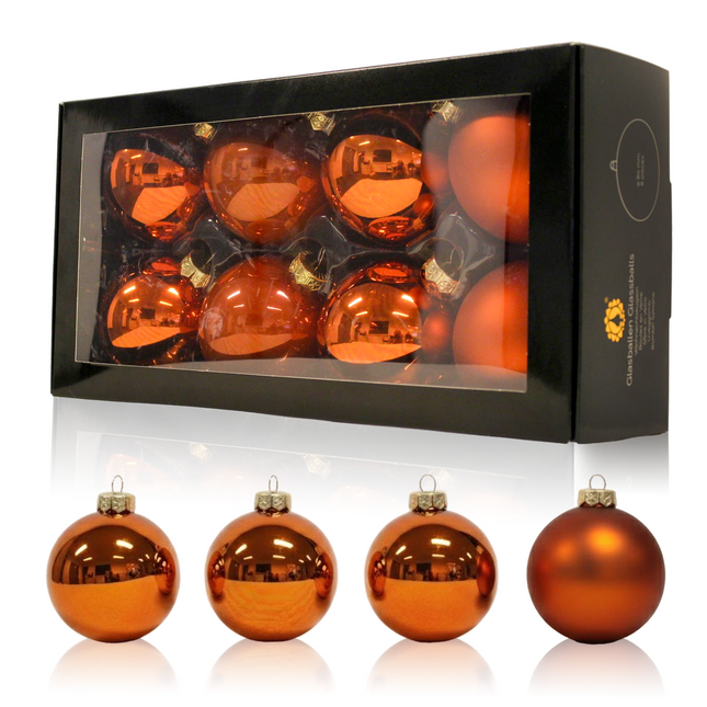 Kerstballen Glas | 8 Stuks | Glas | Ø 80 mm | Oranje