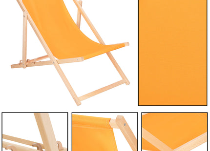Strandstoel - Verstelbaar - Beukenhout - Hangemaakt - 3 Traps -  Oranje