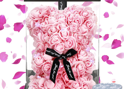 Rozen Beer | Rozenbeer | Rose Bear | Rozen Teddybeer | Liefde | Inclusief Giftbox | 27 x 17 x 16 cm | Roze