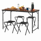 Picknick Tafel Met Stpelen- Campingtafel - Campingset - Biertafel - Horeca -Tafel - Stoelen - Opvouwbaar - Bruin - 120 x 60 x 55 cm