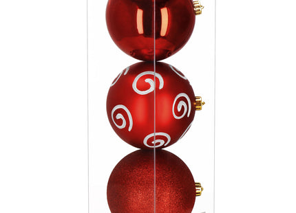 Kerstballen | 3 Stuks | 15 cm | Rood | Wit