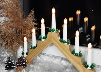 LED Kaarsenbrug | Batterijen | Hout | Warm Wit