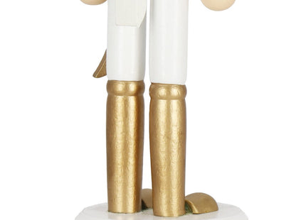 Notenkraker Kerst | Houten Soldaat | Kerstversiering | Goud/Wit | 30 cm