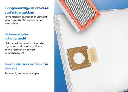 SQOON® Serviceset geschikt voor Parkside PPWD 30 - Gelijk aan model: 30381494, PPVFT 30 A1 - Ideaal voor het vervangen van stofzakken en filter in nat- en droogzuigers