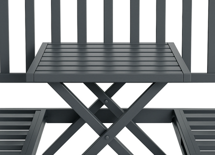 Tuinbank | Tuinbankje | Zitbank Buiten | Met Tafel |  150 x 80 cm | Metaal | Staal | Zwart