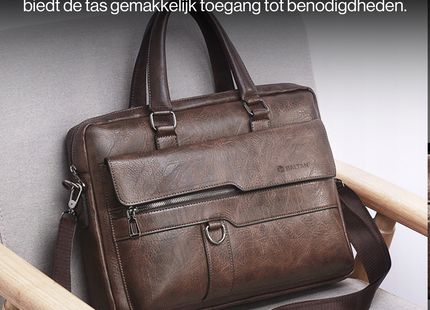 (BALT-AKT-001-01) Baltan Leren Aktetas - Laptoptas - Tot 16 inch - Donkerbruin - 10L - 38 X 29 X 10 CM