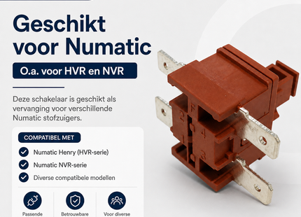 SQOON® Schakelaar geschikt voor Numatic HVR / NVR – Vervangende aan/uit schakelaar voor Numatic stofzuigers