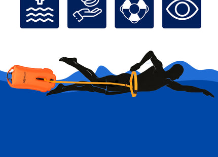 Zwemboei - Voor Openwaterzwemmen - Zwemveiligheidsboei - Incl. drybag /Saferswimmer/Safe swimmer/ 35 Liter / Reddingsfluitje - Oranje